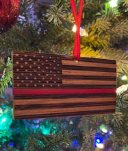 Load image into Gallery viewer, Christmas Ornament - Red Line Bourbon Barrel Flag