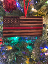 Load image into Gallery viewer, Christmas Ornament - Red Line Bourbon Barrel Flag