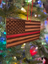 Load image into Gallery viewer, Christmas Ornament - Red Line Bourbon Barrel Flag
