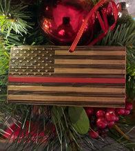 Load image into Gallery viewer, Christmas Ornament - Red Line Bourbon Barrel Flag