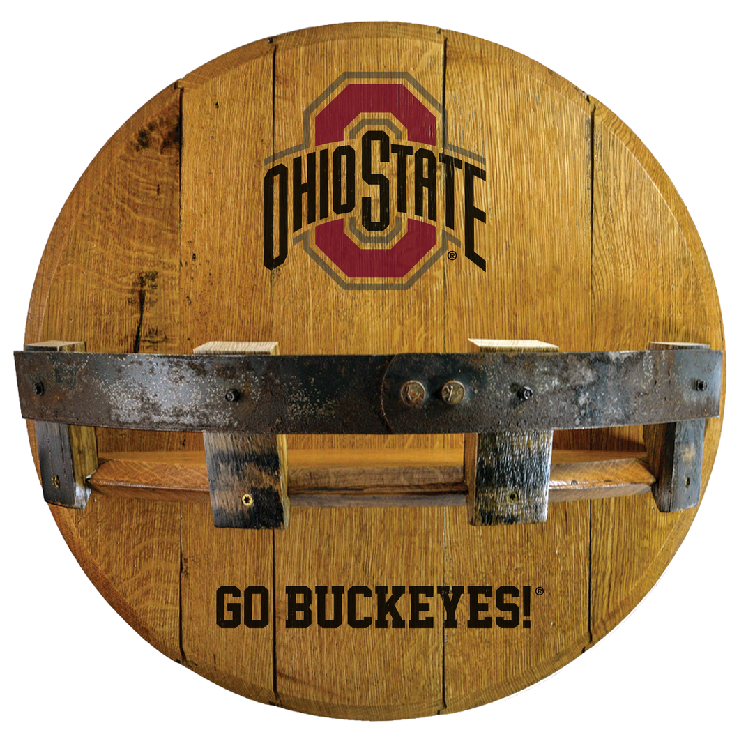 The Ohio State Bourbon Barrel Head Shelf