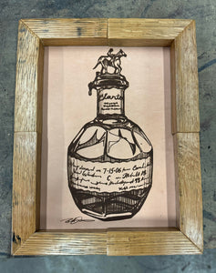 Bourbon Bottle Art Framed