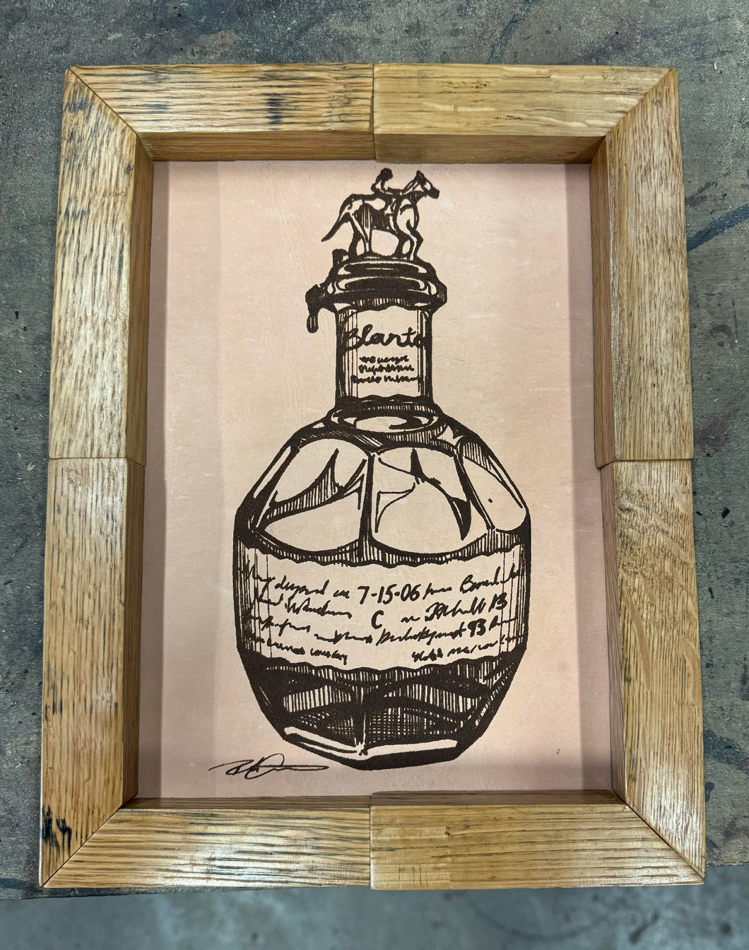 Bourbon Bottle Art Framed