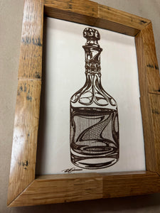 Bourbon Bottle Art Framed