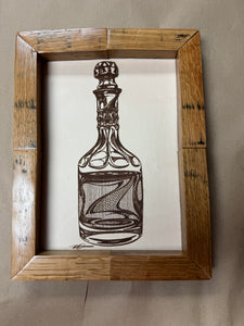 Bourbon Bottle Art Framed