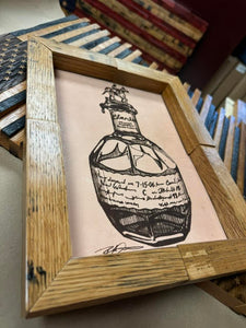 Bourbon Bottle Art Framed